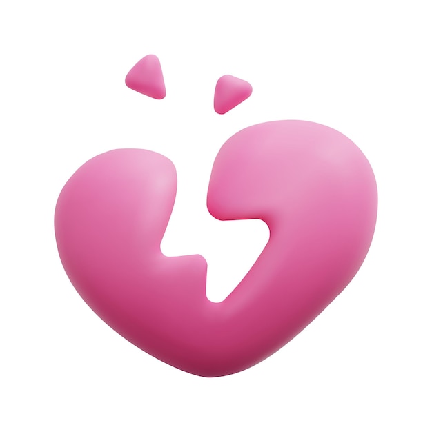 3d broken heart icon vector isolated on white background 3d heart love and valentine concept cartoon minimal style 3d heart icon vector render illustration