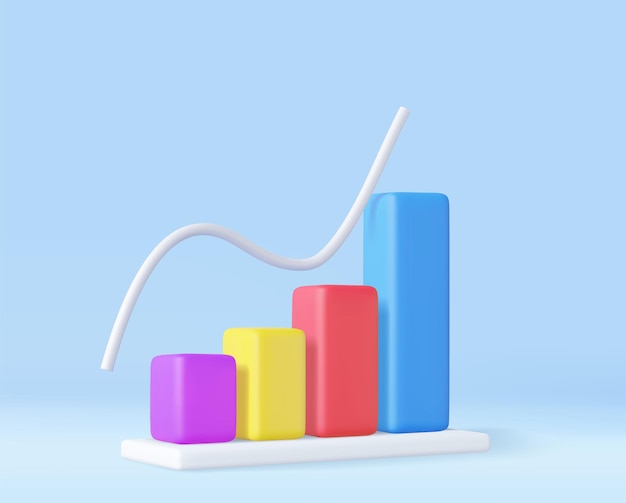 3d Business bar graph strategy concept