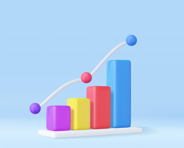 3d Business bar graph strategy concept