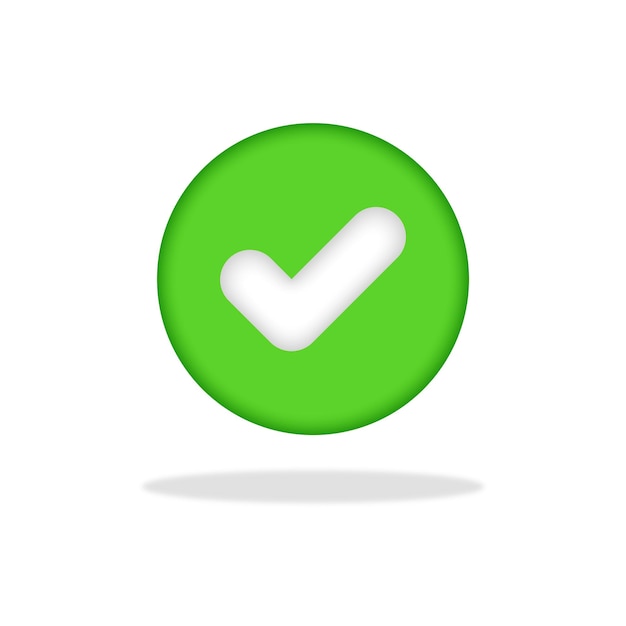 3d check mark or confirm and circle icon button for apps and website symbols