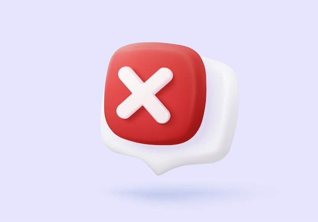 3d check wrong icon signs negative check list buttons choice for false select correct tick symbolic problem important fail on application 3d editable icon vector rendering illustration