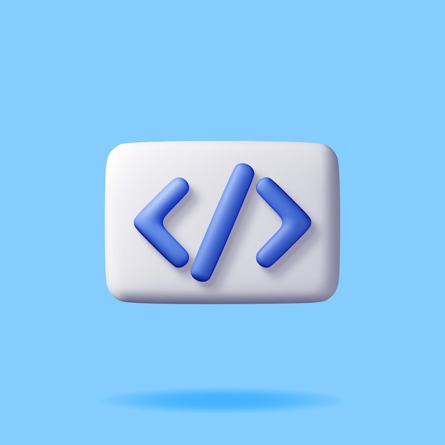 3d code icon isolated on blue