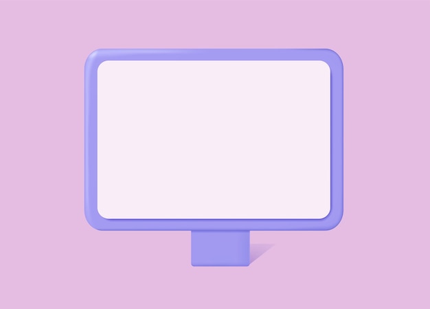 3d computer monitor on an isolated background. Vector illustration