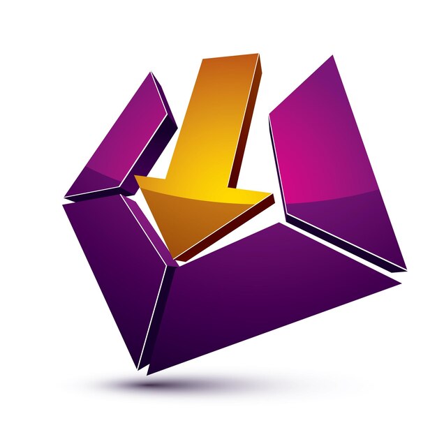 3d creative symbol with arrow aiming at target. Business objective conceptual vector sign.