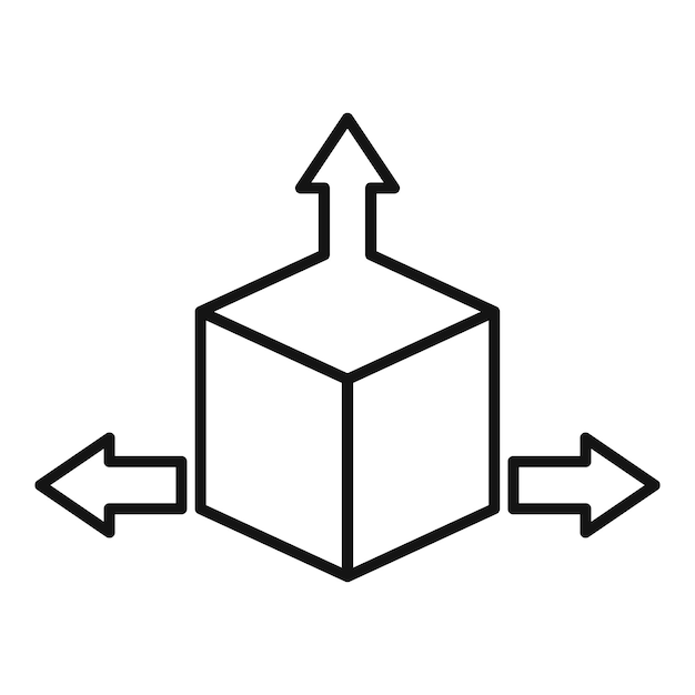 3d cube with directional arrows concept