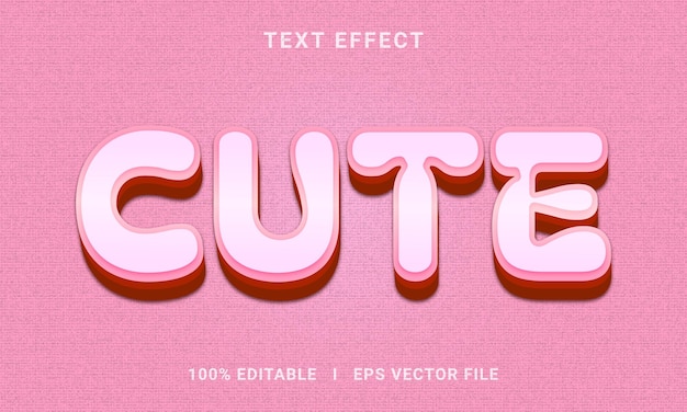 3d Cute text effect editable premium vector