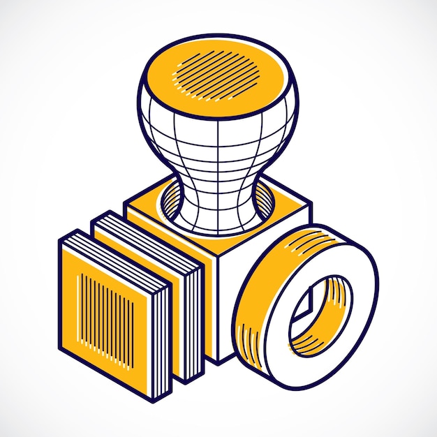 3D design, abstract vector dimensional cube shape.