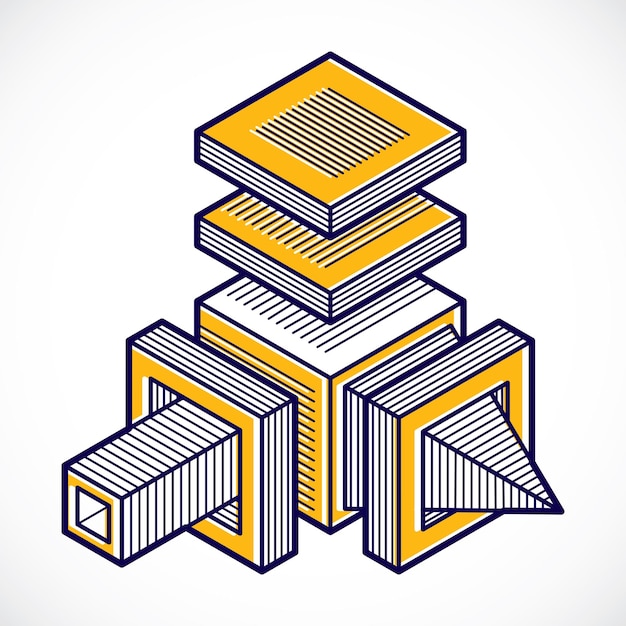 3d design, abstract vector dimensional cube shape.