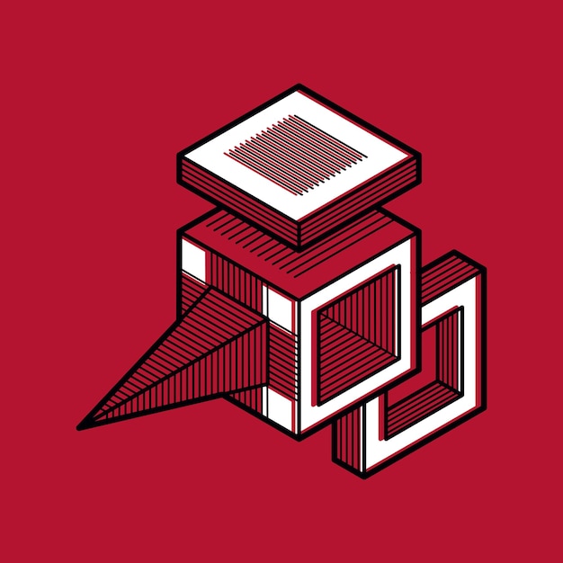 3D design, abstract vector dimensional cube shape.
