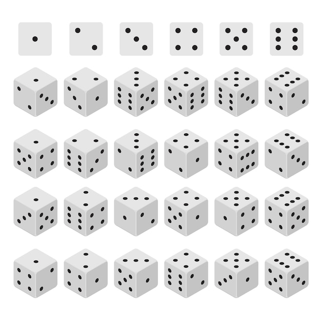 3d Dice Combinations Set Isometric View Vector