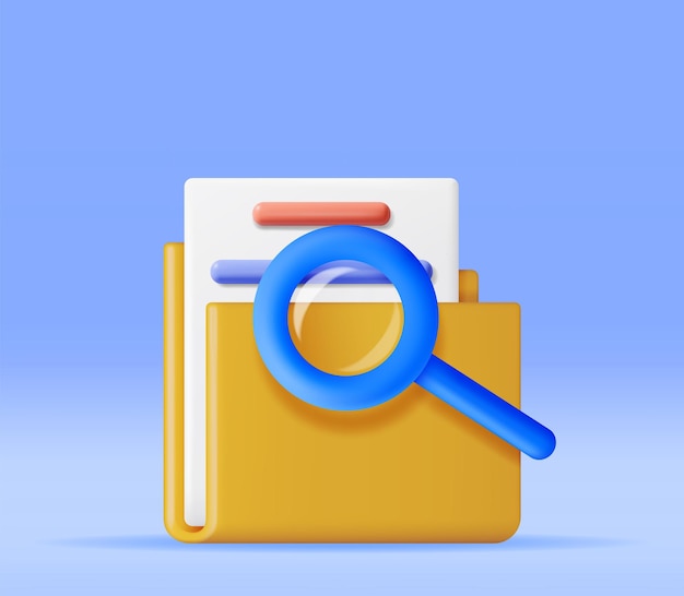 3D Document Folder with Magnifying Glass