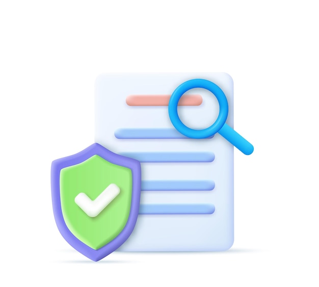 3d document shield check mark
