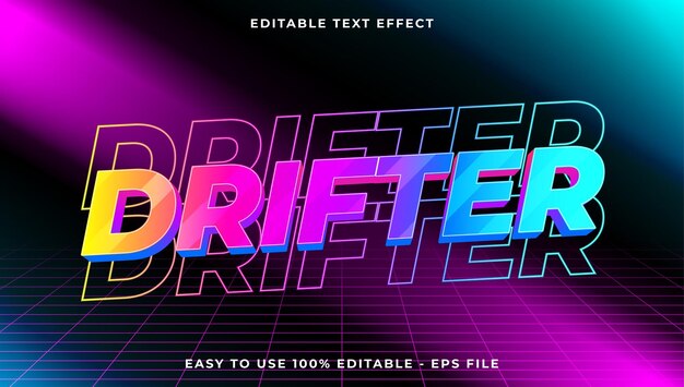 3d drifter gradient glitch text style effect template editable text effect