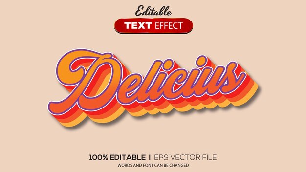3D editable text effect delicious theme