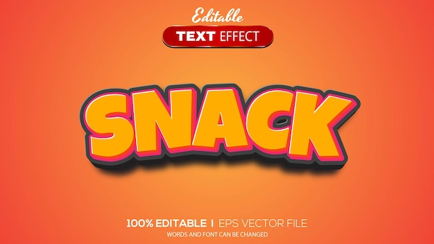 3d editable text effect snack theme