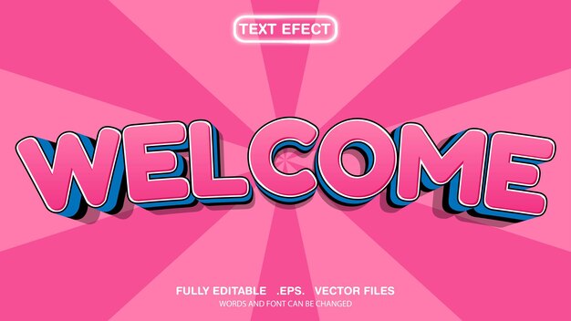 3d editable text effect welcome theme premium vector