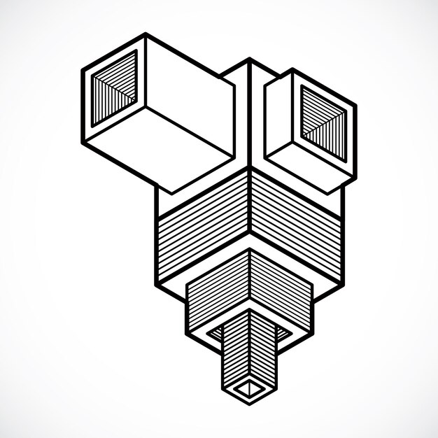 3d engineering vector, abstract shape made using cubes and geometric forms.