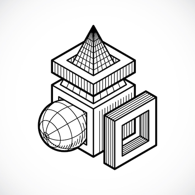3d engineering vector, abstract shape made using cubes and geometric forms.