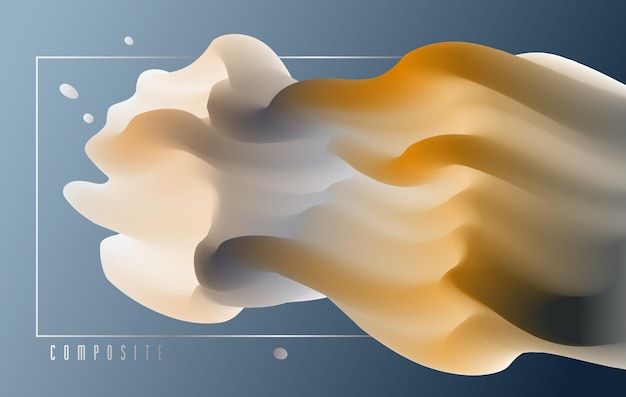 3D fluid gradient color vector abstract background, dimensional dynamic shape in motion, flowing colors design element, trendy modern style.