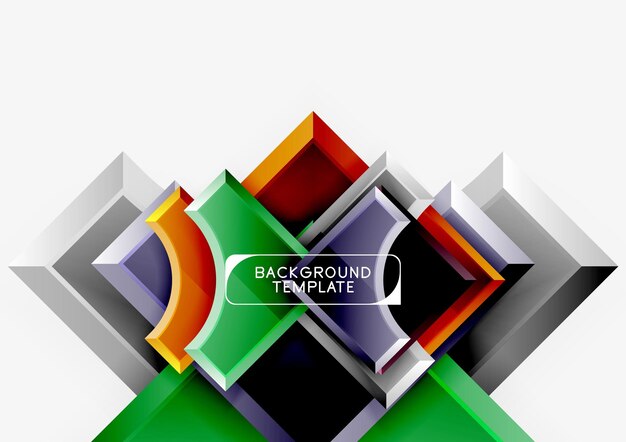 3d futuristic shapes vector abstract background made of glossy pieces with light effects