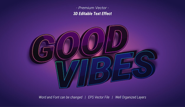 3D Good Vibes Editable Text Effect