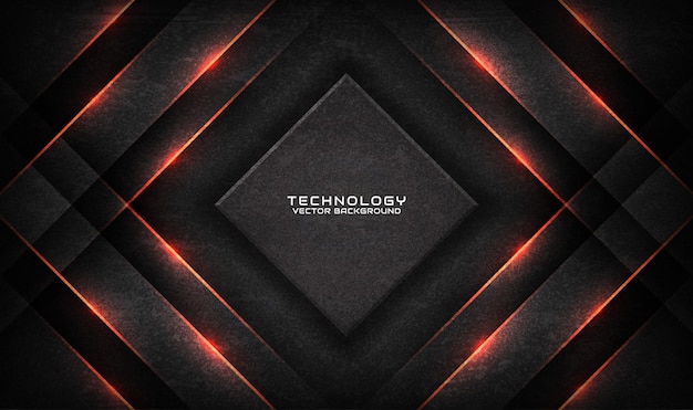 3d gray rough grunge technology abstract background overlap layer on dark with orange light effect