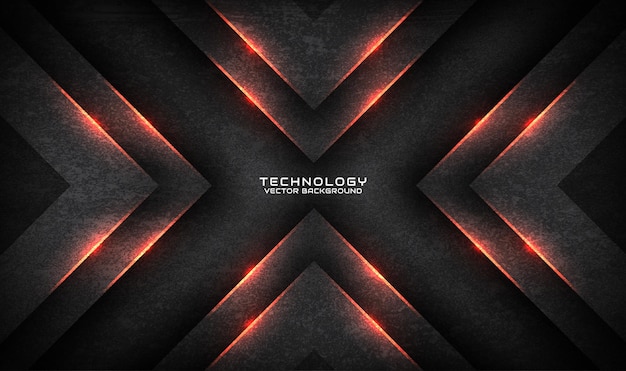3d gray rough grunge technology abstract background overlap layer on dark with orange light effect
