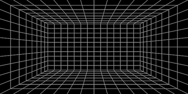 3d grid space Empty futuristic digital box room
