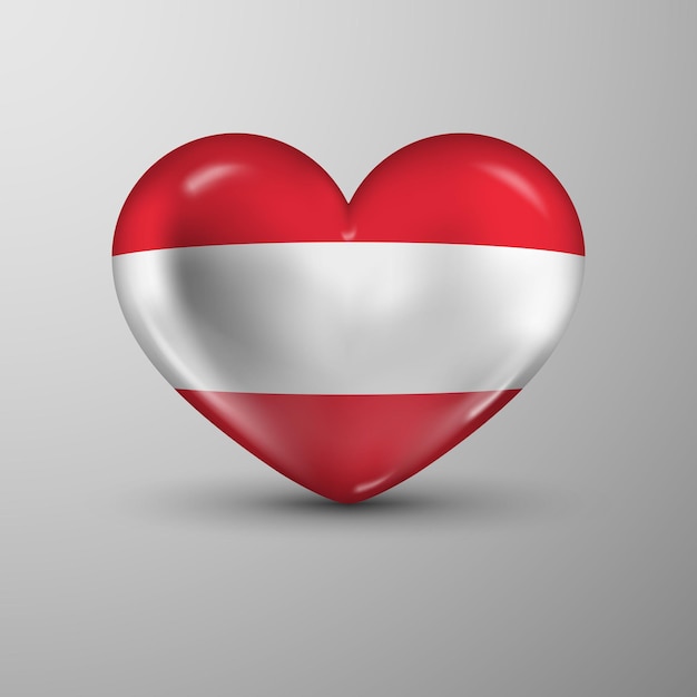 3d heart background with flag of Austria