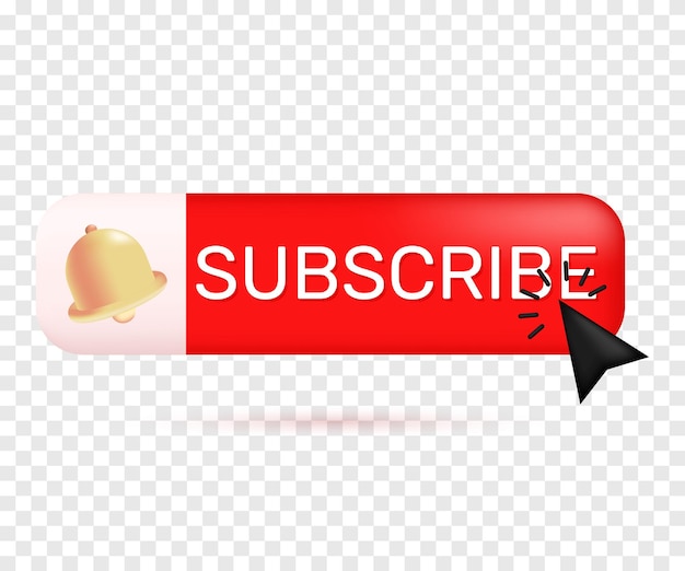 3d icon realistic concept red subscribe button pointer clicking vector design