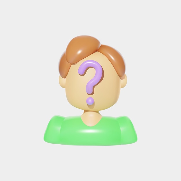 3d icon with mans head with no face and question mark anonymous person vector illustration