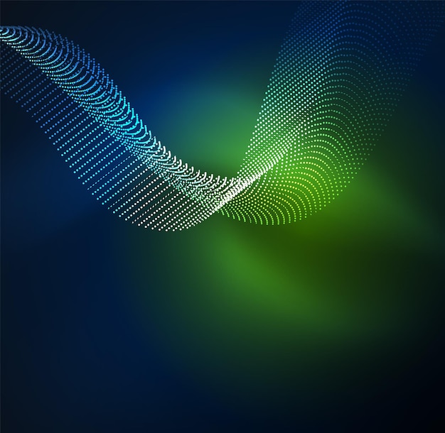 3d illuminated wave of glowing particles hud design element technology digital splash concept