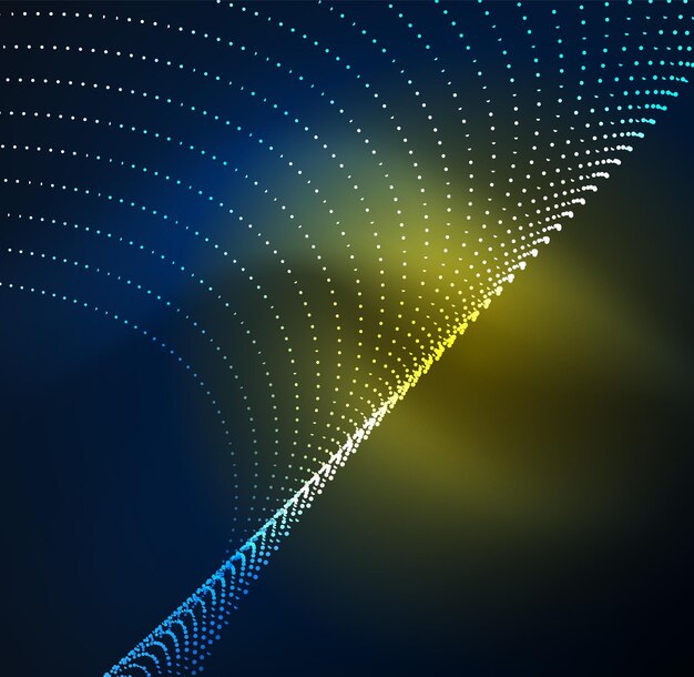 3d illuminated wave of glowing particles hud design element technology digital splash concept