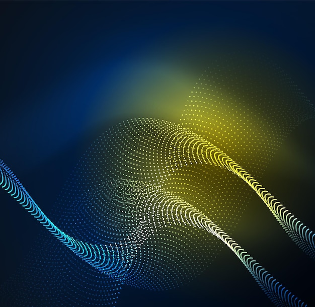 3d illuminated wave of glowing particles hud design element technology digital splash concept