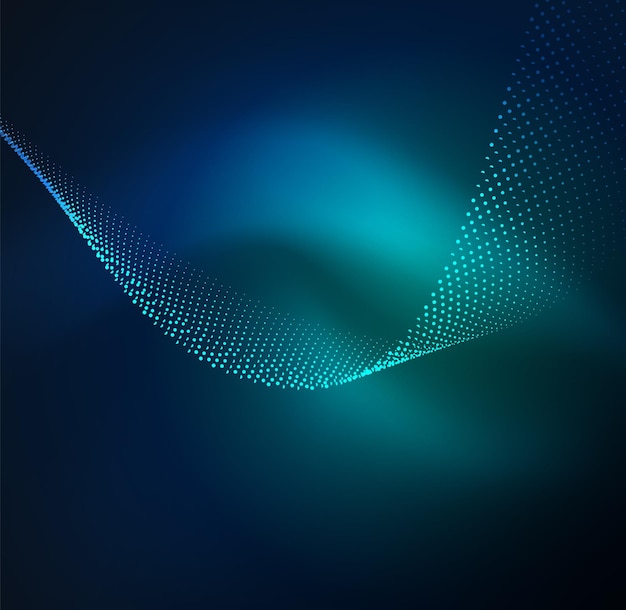 3D illuminated wave of glowing particles HUD design element Technology digital splash concept