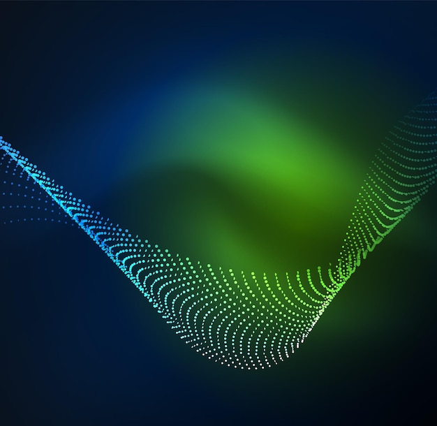 3d illuminated wave of glowing particles hud design element technology digital splash concept