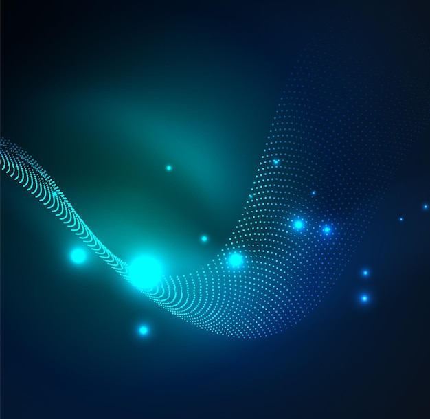 3D illuminated wave of glowing particles HUD design element Technology digital splash concept