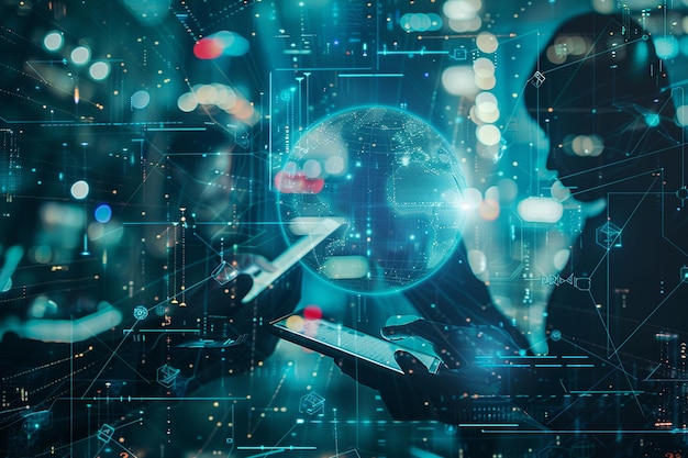 3d illustration of abstract sphere shape of glowing circles and particles Global Network connection