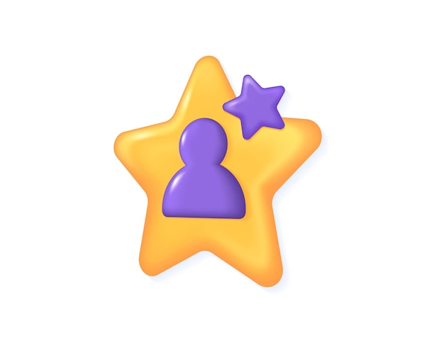 3d illustration of account symbol with star or premium account or vip member icon concept