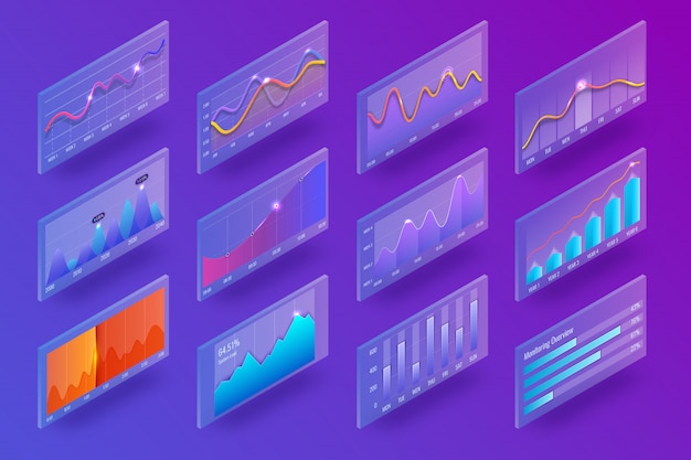 3d isometric chart and graphics
