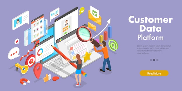 3d isometric flat vector conceptual illustration of customer data platform