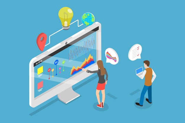 3D Isometric Flat Vector Conceptual Illustration of Digital Marketing Plan