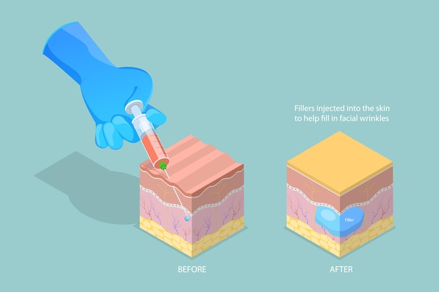 3D Isometric Flat Vector Conceptual Illustration of Injectable Cosmetic Filler