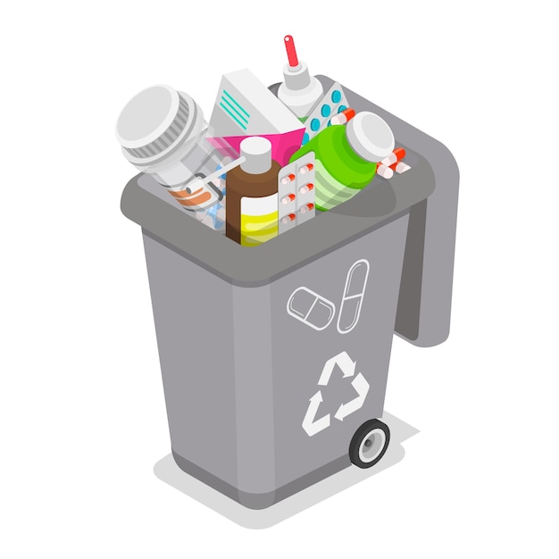 3d isometric flat vector illustration of waste management item 4