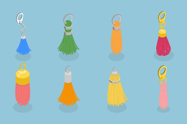 3D Isometric Flat Vector Set of Trinkets