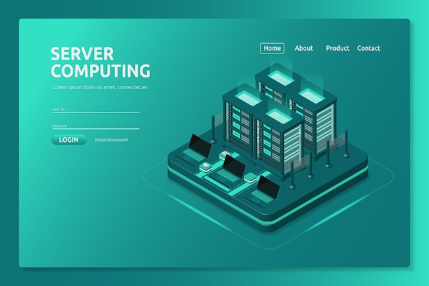 3d landing server computing set