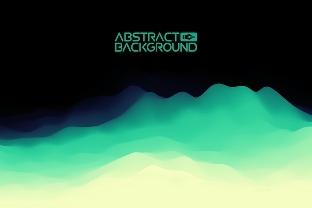 3D landscape Background green to blue Gradient Abstract Vector IllustrationComputer Art Design Template Landscape with Mountain Peaks