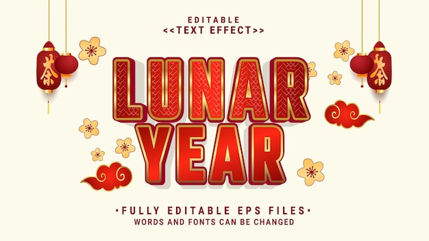 3d lunar year bold text effect