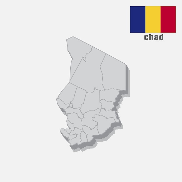 3D map of Chad with separated sections on a white background