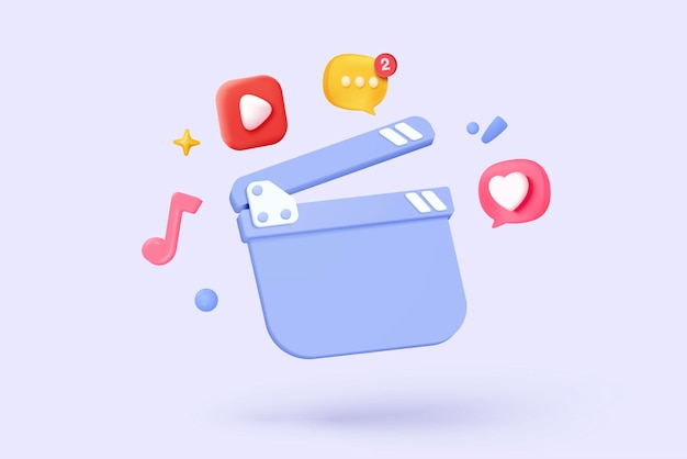 3D media data with video and photo gallery library Searching image and video files in database Document management soft document form compound docs concept 3d file icon vector render illustration